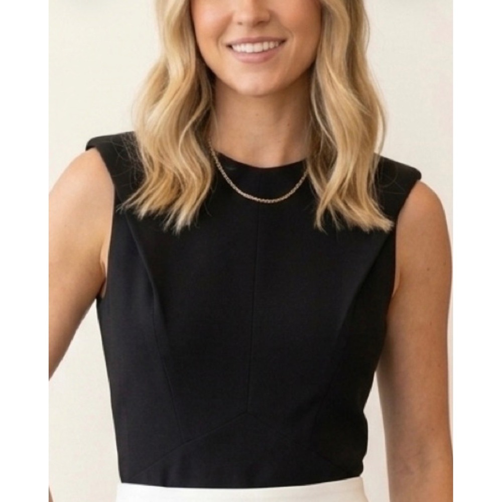 Ted Baker London Black Sleeveless Pleated Crepe Blouse OSIRIDE Size 3 US 8